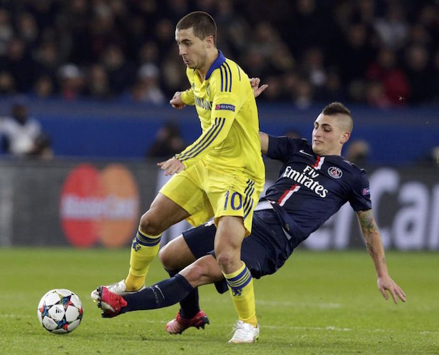 Hazard was fouled 9 times in the first leg of the matchup